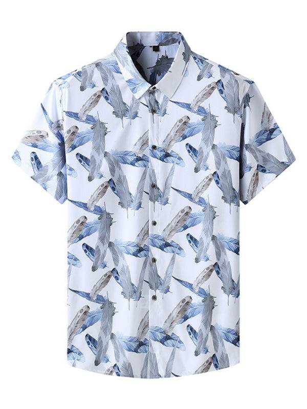 Vibrant Plus Size Men's Stretch Floral Short Sleeve Shirt for Effortless Summer Style