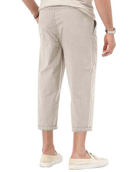 Casual Chic Men's Solid Straight-Cut Cropped Pants for Effortless Style