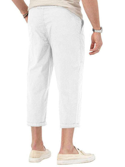 Casual Chic Men's Solid Straight-Cut Cropped Pants for Effortless Style