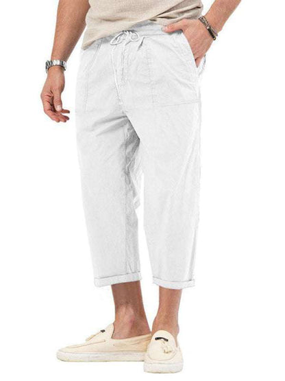 Casual Chic Men's Solid Straight-Cut Cropped Pants for Effortless Style