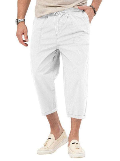 Casual Chic Men's Solid Straight-Cut Cropped Pants for Effortless Style