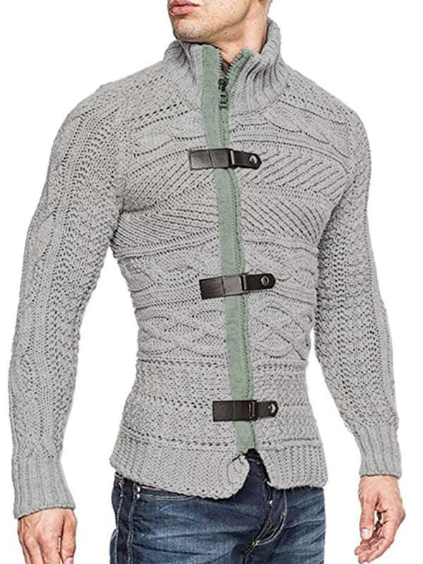 Stylish Men's Knitted Cardigan Jacket with Leather Buttons - Perfect for Spring-Summer Leisure Wear