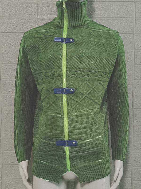 Stylish Men's Knitted Cardigan Jacket with Leather Buttons - Perfect for Spring-Summer Leisure Wear