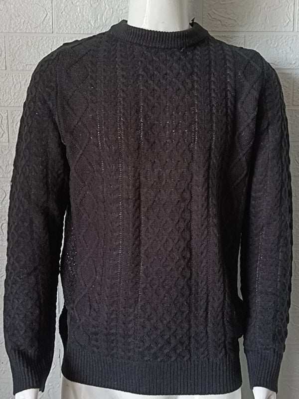 Cozy Cable-Knit Round Neck Sweater for Men - Perfect for Spring-Summer Leisure Wear