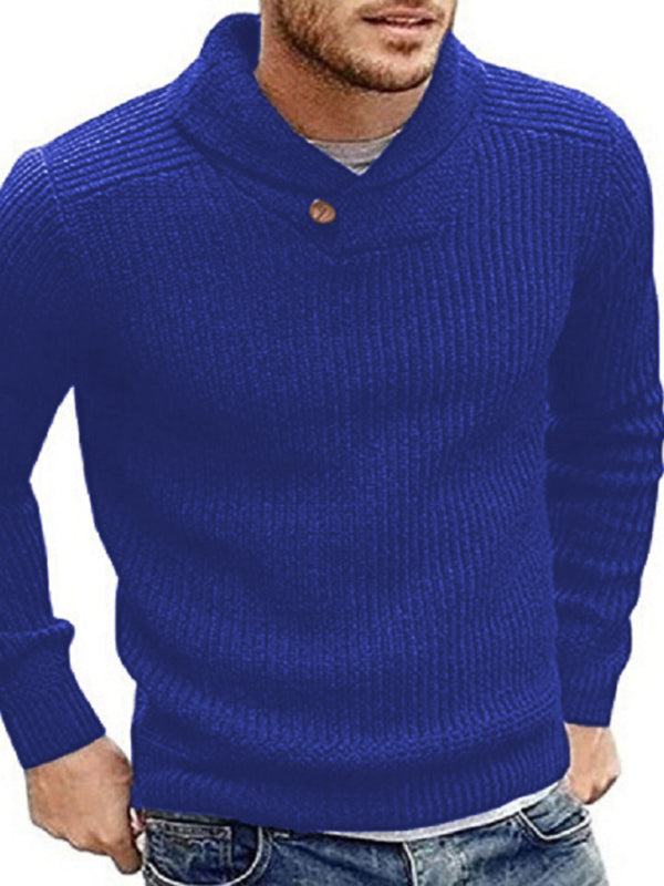 Classic Lapel Button Pullover Sweater for Men - Casual Comfort with Sleek Style