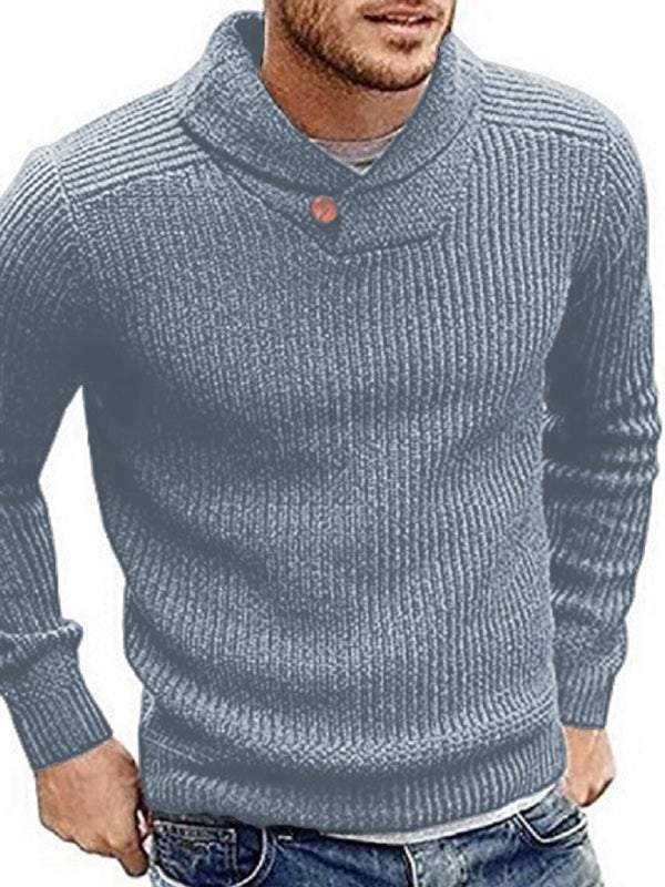 Classic Lapel Button Pullover Sweater for Men - Casual Comfort with Sleek Style