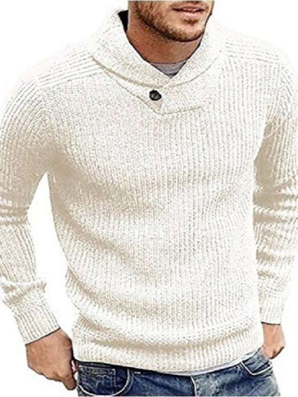 Classic Lapel Button Pullover Sweater for Men - Casual Comfort with Sleek Style