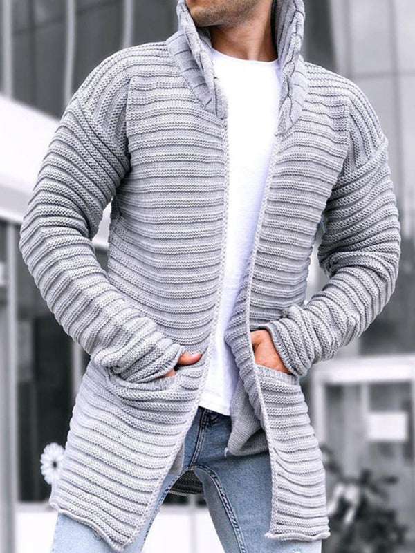 Classic Men's Knitted Turtleneck Cardigan - Stylish Long Sleeve Sweater for Casual Outings