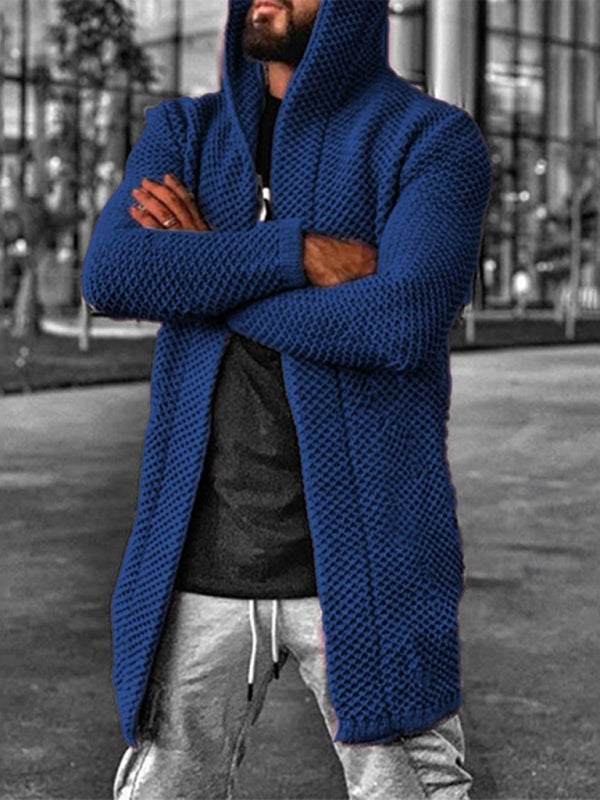 Cozy Men's Hooded Knitted Cardigan - Perfect for Spring & Summer Outings