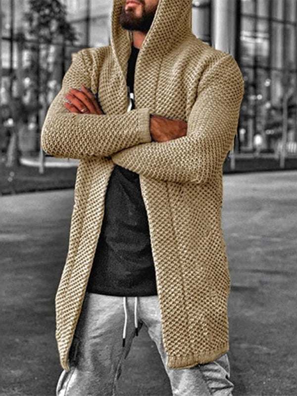 Cozy Men's Hooded Knitted Cardigan - Perfect for Spring & Summer Outings