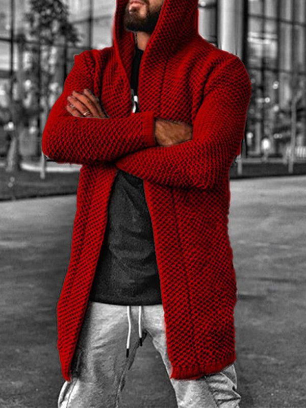 Cozy Men's Hooded Knitted Cardigan - Perfect for Spring & Summer Outings