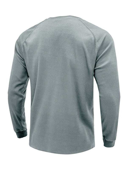 Versatile Men's Waffle Knit Henley Shirt - Perfect for Every Season!