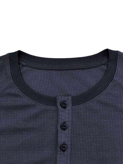 Versatile Men's Waffle Knit Henley Shirt - Perfect for Every Season!