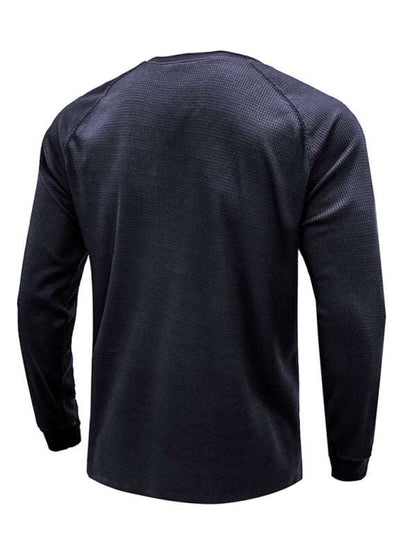 Versatile Men's Waffle Knit Henley Shirt - Perfect for Every Season!