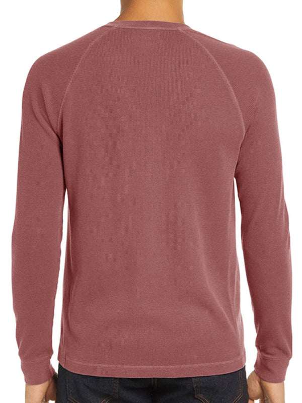 Versatile Men's Waffle Knit Henley Shirt - Perfect for Every Season!