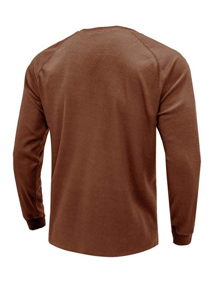 Versatile Men's Waffle Knit Henley Shirt - Perfect for Every Season!