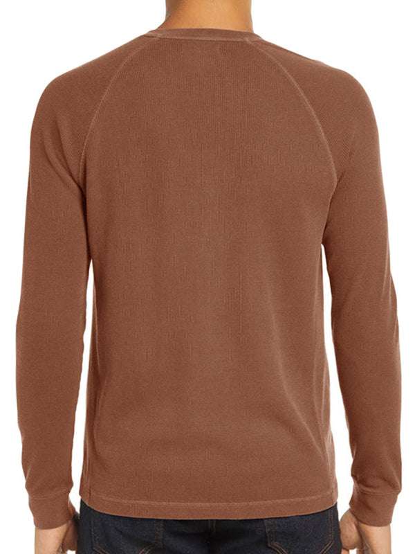 Versatile Men's Waffle Knit Henley Shirt - Perfect for Every Season!