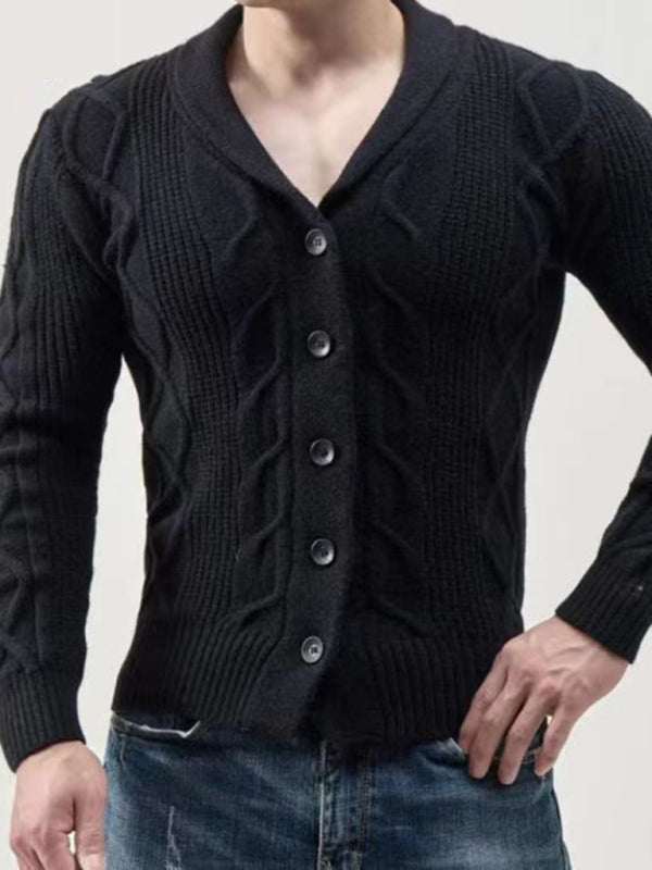 Stylish Large Size Men's Knit Cardigan Sweater for Autumn-Winter Fashion