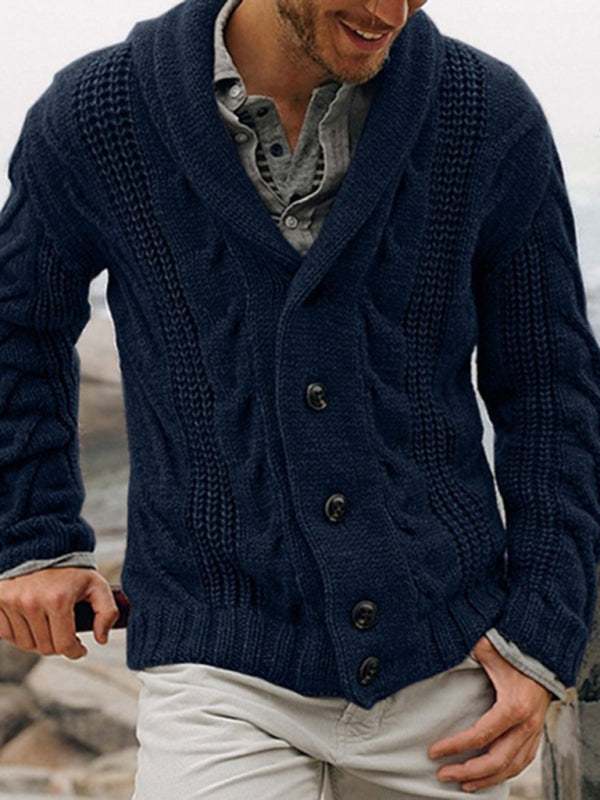 Stylish Large Size Men's Knit Cardigan Sweater for Autumn-Winter Fashion