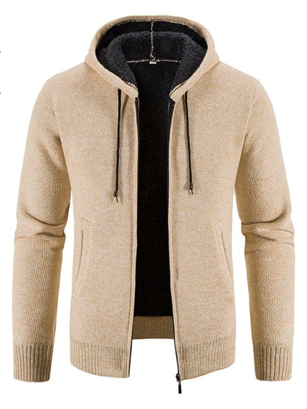 Cozy Casual Knitted Hooded Zipper Jacket for Men - Perfect for Autumn Adventures