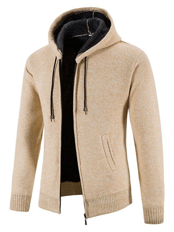 Cozy Casual Knitted Hooded Zipper Jacket for Men - Perfect for Autumn Adventures