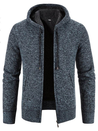 Cozy Casual Knitted Hooded Zipper Jacket for Men - Perfect for Autumn Adventures