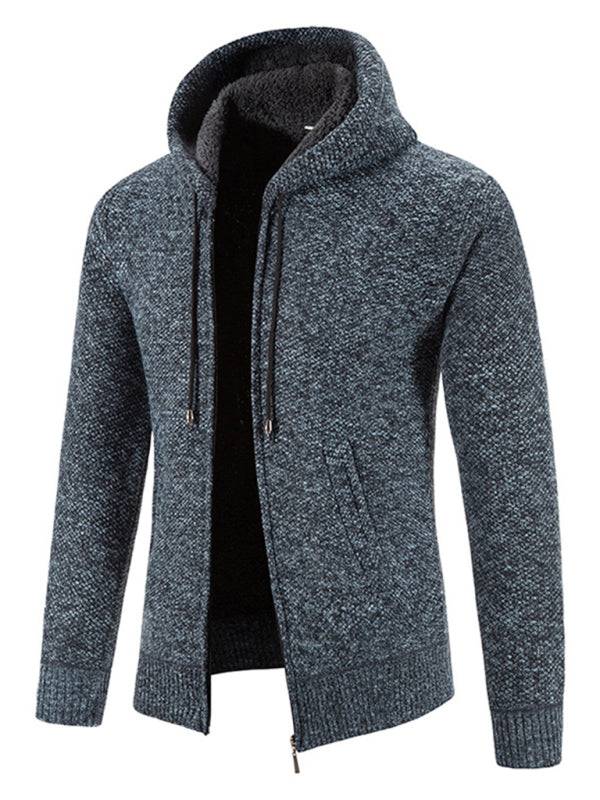 Cozy Casual Knitted Hooded Zipper Jacket for Men - Perfect for Autumn Adventures