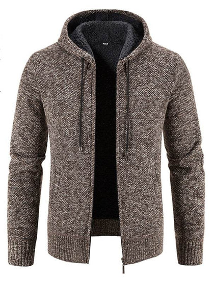 Cozy Casual Knitted Hooded Zipper Jacket for Men - Perfect for Autumn Adventures