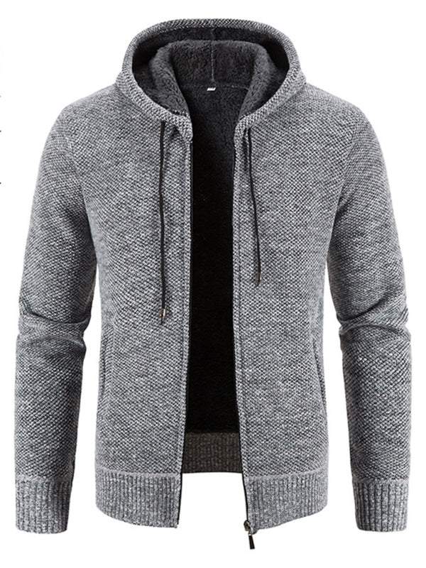 Cozy Casual Knitted Hooded Zipper Jacket for Men - Perfect for Autumn Adventures