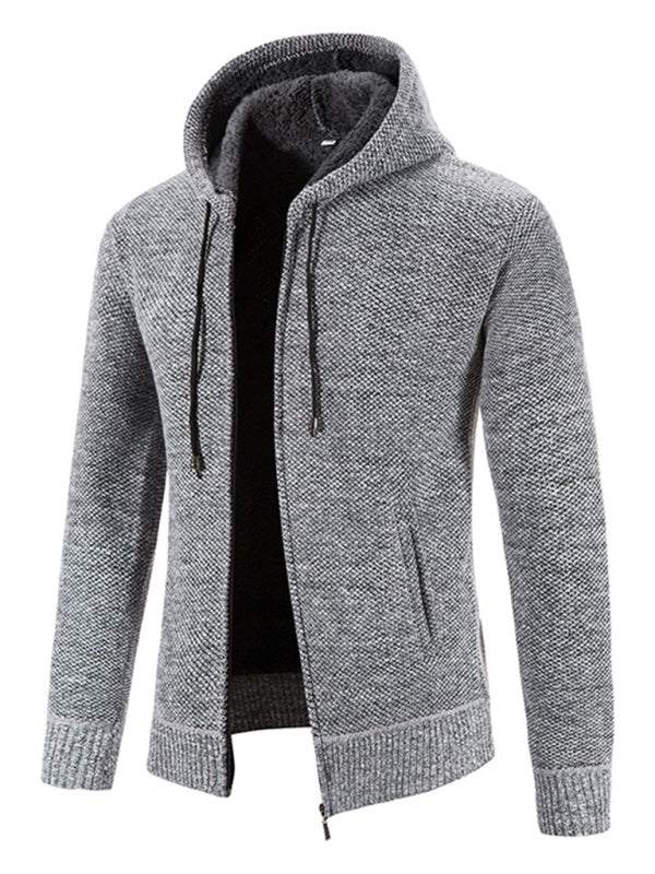 Cozy Casual Knitted Hooded Zipper Jacket for Men - Perfect for Autumn Adventures