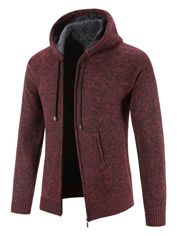 Cozy Casual Knitted Hooded Zipper Jacket for Men - Perfect for Autumn Adventures