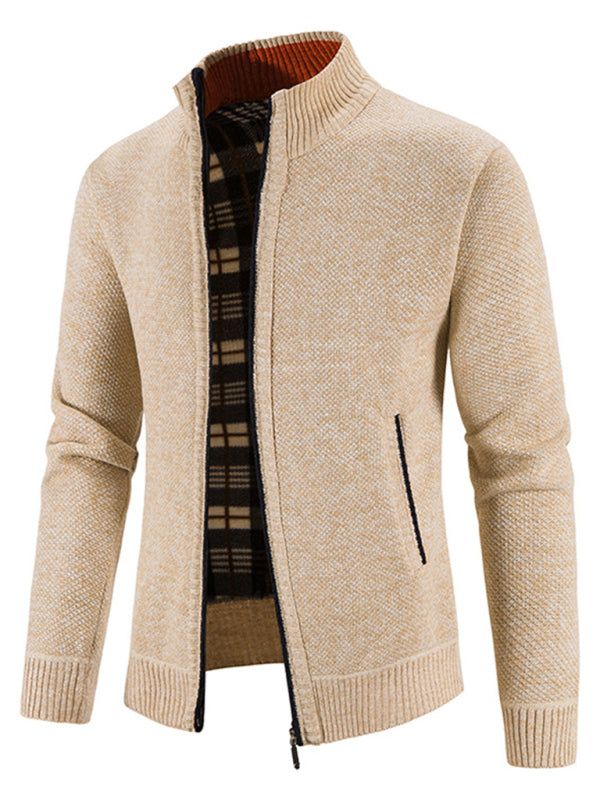 Stylish Men's Knitted Stand Collar Jacket for Casual Comfort