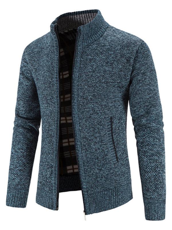 Stylish Men's Knitted Stand Collar Jacket for Casual Comfort