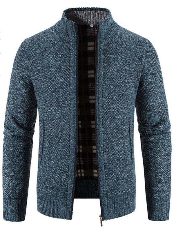 Stylish Men's Knitted Stand Collar Jacket for Casual Comfort