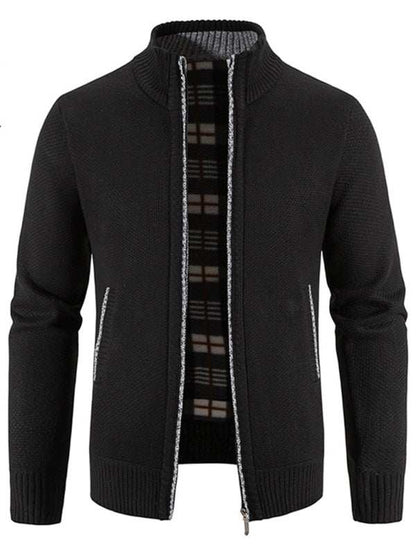 Stylish Men's Knitted Stand Collar Jacket for Casual Comfort