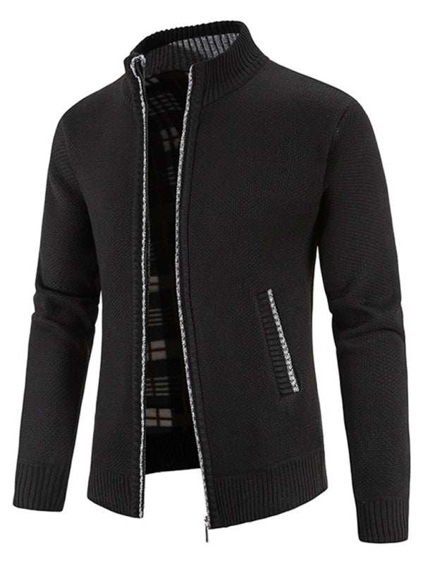 Stylish Men's Knitted Stand Collar Jacket for Casual Comfort