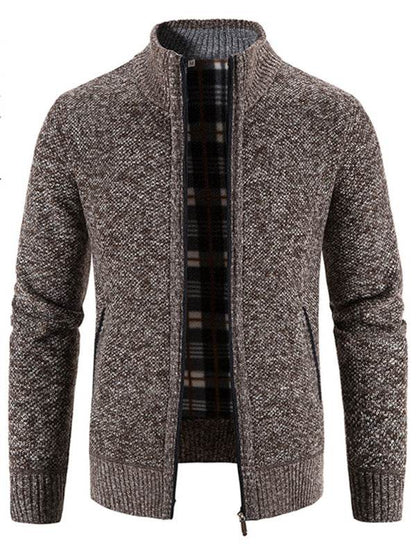 Stylish Men's Knitted Stand Collar Jacket for Casual Comfort