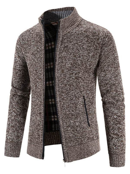 Stylish Men's Knitted Stand Collar Jacket for Casual Comfort