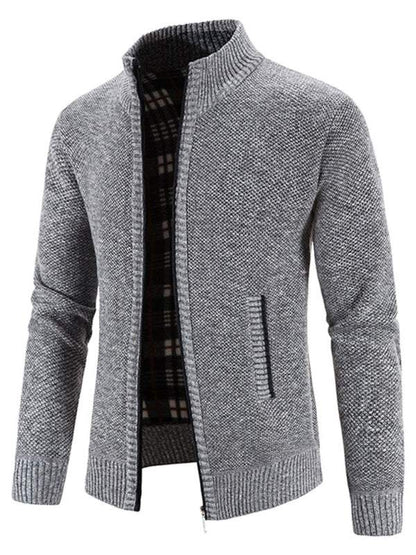 Stylish Men's Knitted Stand Collar Jacket for Casual Comfort