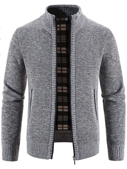 Stylish Men's Knitted Stand Collar Jacket for Casual Comfort