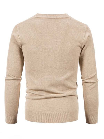 Stylish Men's Solid Color V-Neck Cardigan Sweater for All Seasons