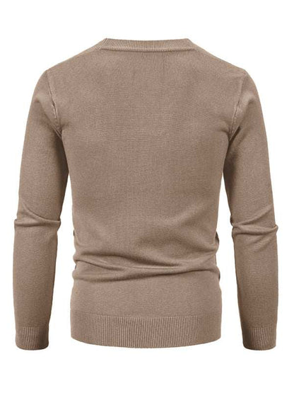 Stylish Men's Solid Color V-Neck Cardigan Sweater for All Seasons