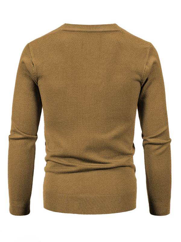 Stylish Men's Solid Color V-Neck Cardigan Sweater for All Seasons