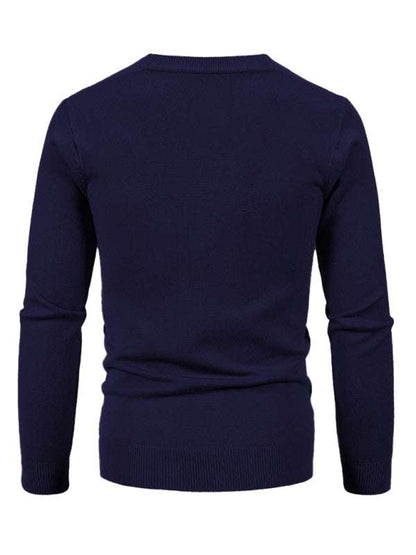 Stylish Men's Solid Color V-Neck Cardigan Sweater for All Seasons