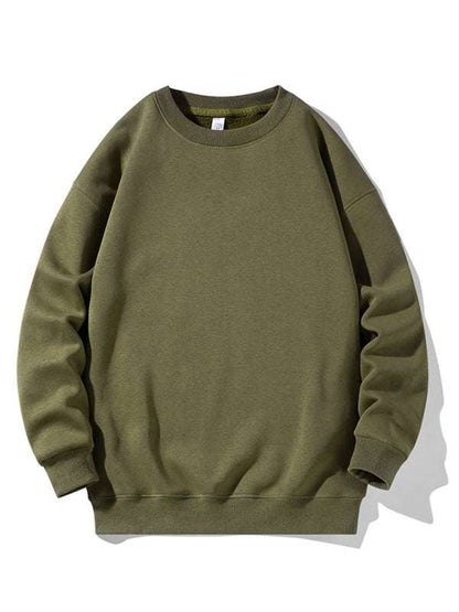 Classic Men's Solid Color Long Sleeve Crewneck Sweatshirt for All Seasons