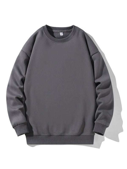 Classic Men's Solid Color Long Sleeve Crewneck Sweatshirt for All Seasons