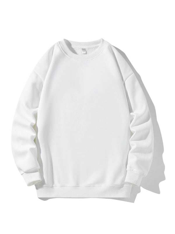 Classic Men's Solid Color Long Sleeve Crewneck Sweatshirt for All Seasons