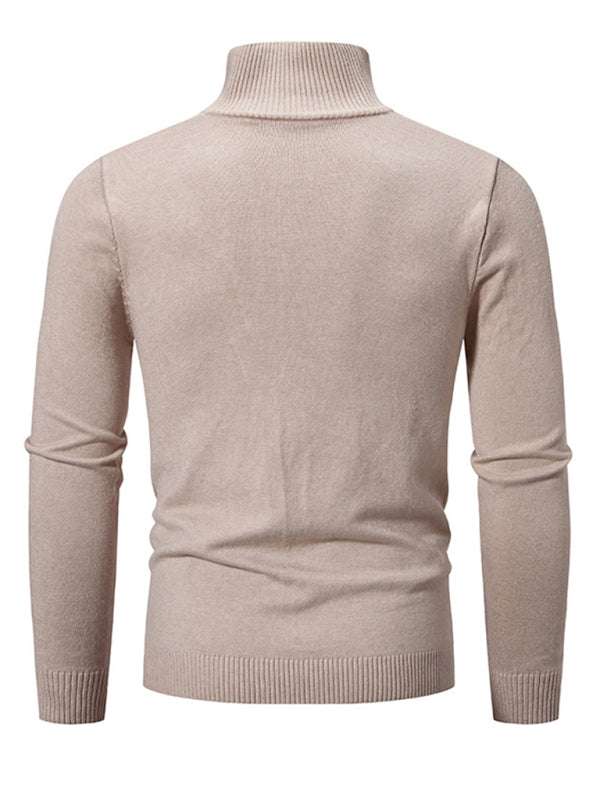 Versatile Men's Half-Zip Solid Color Sweater with Stand Collar - Effortless Style for Every Season