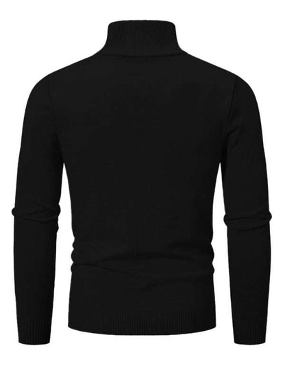 Versatile Men's Half-Zip Solid Color Sweater with Stand Collar - Effortless Style for Every Season