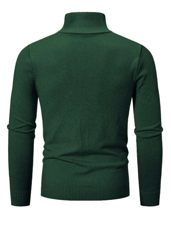 Versatile Men's Half-Zip Solid Color Sweater with Stand Collar - Effortless Style for Every Season